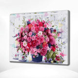 Painting by numbers Pink Flowers with Coffee Cups