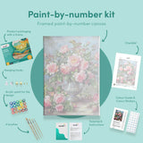 Painting by numbers Pink Flowers with Silver Vase