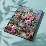 Painting by numbers Pink Flowers with Silver Vase