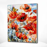 Painting by numbers Poppies with Butterfly