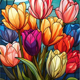 Malen nach Zahlen leuchtende Tulpen in voller Blüte