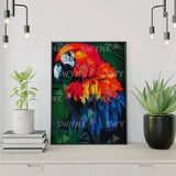 Painting by numbers Red Parrot with Blue Tones