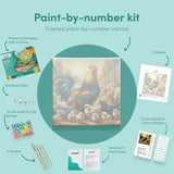 Paint by numbers Hane, høns og kyllinger på gården