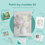 Pintar por numeros Rosas en jarrón blanco