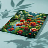 Malen nach Zahlen Stiller See mit roten Blumen