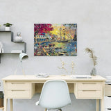 Painting by numbers Ship near city in the sea