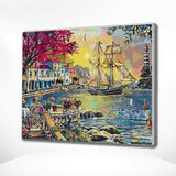 Painting by numbers Ship near city in the sea