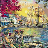 Painting by numbers Ship near city in the sea
