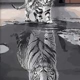 Painting by numbers Tigers Mirror Image