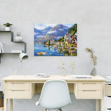 Painting by numbers Town near the mountains