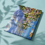 Painting by numbers Town near the mountains