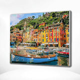 Malen nach Zahlen Stadt mit Boot