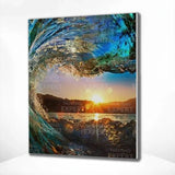 Schilderen op nummer Golven met zon