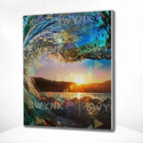 Schilderen op nummer Golven met zon