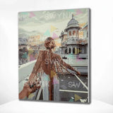 Pintar por numeros Mujer en la ciudad