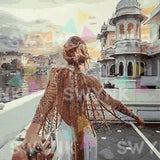 Pintar por numeros Mujer en la ciudad