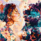 Malen nach Zahlen Frau mit Leopard