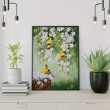 Painting by numbers Yellow Birds with White Flowers