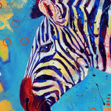Schilderen met getallen Zebra met blauwe achtergrond