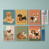 Retro Dog Days - Mini Painting by numbers Set of 6