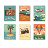 Retro Travel Time - Mini Painting by numbers Set of 6