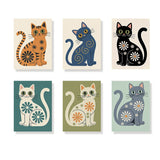 The Mod Cats Collection - Mini Painting by numbers Set of 6