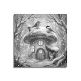 Kitten and Birds in the Snow Dot Painting