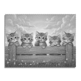 Kittens on the Fence Dot Painting