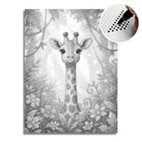 Giraffe with Flowers Dot Painting