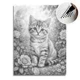 Cat with Flowers Dot Painting
