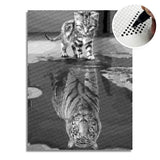 Cat With Tiger Reflection Dot Painting