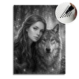 Women with a Wolf Dot Painting
