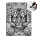 Tiger on Flowers Dot Painting