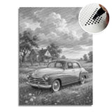 Old Car on the Farm Dot Painting