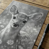 Deer with Flowers Dot Painting