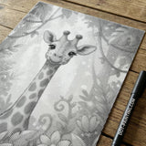 Giraffe with Flowers Dot Painting