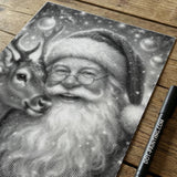 Santa Claus with Reindeer 2 Dot Painting