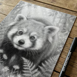 Red Panda with Flowers Dot Painting
