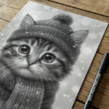 Winter Kitten Dot Painting