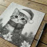 Kitten with Santa Hat Dot Painting