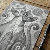 2 Graceful Cats Dot Painting