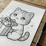 Cat with Gift Dot Painting