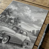 Old Car on the Farm Dot Painting