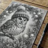 Christmas Owl in the Tree Dot Painting