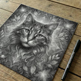 Cat with Flower Dot Painting