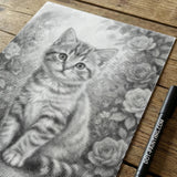 Cat with Flowers Dot Painting