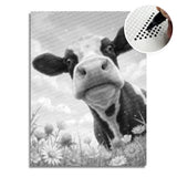Happy Cow with Flowers Dot Painting